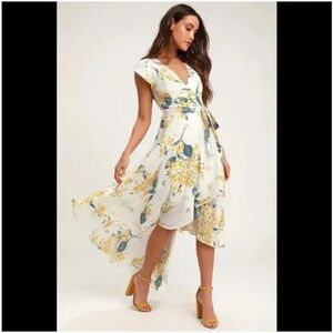 Lulu's French Countryside Asymmetrical Floral Dress